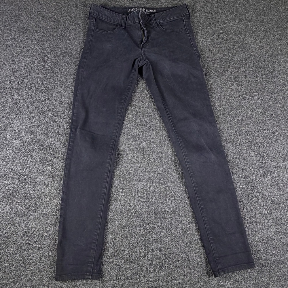 American Eagle Jegging Womens 8 (31x29) Super Stretch Black Denim Skinny EUC
